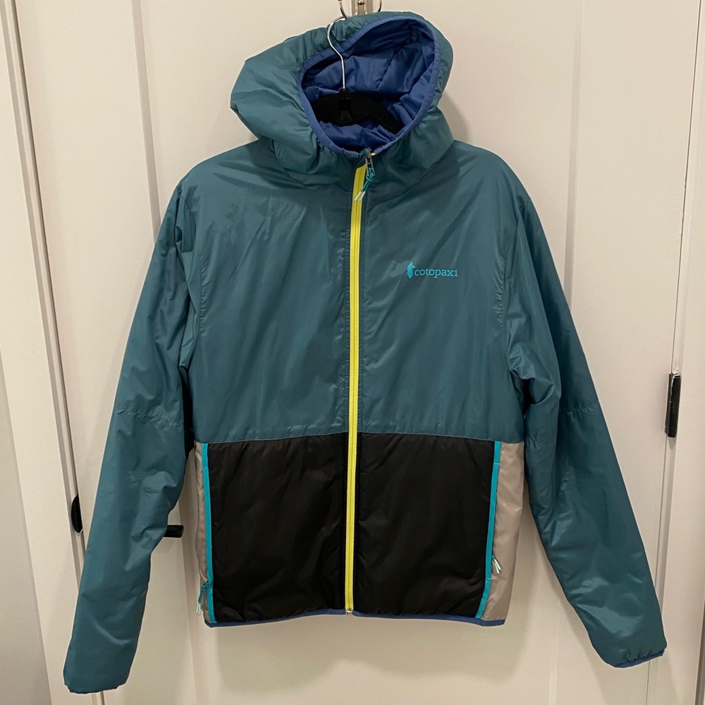 Cotopaxi Teca Cálido Hooded Jacket, Men's Small, Blue Colorblock, Reversible
